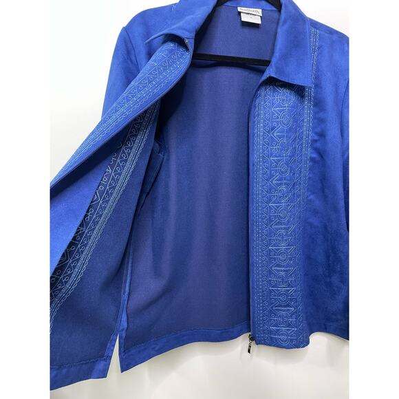 Bon Worth Vintage Embroidered Geometric Full Zip Jacket Grandma Blue S Petite - Picture 6 of 11